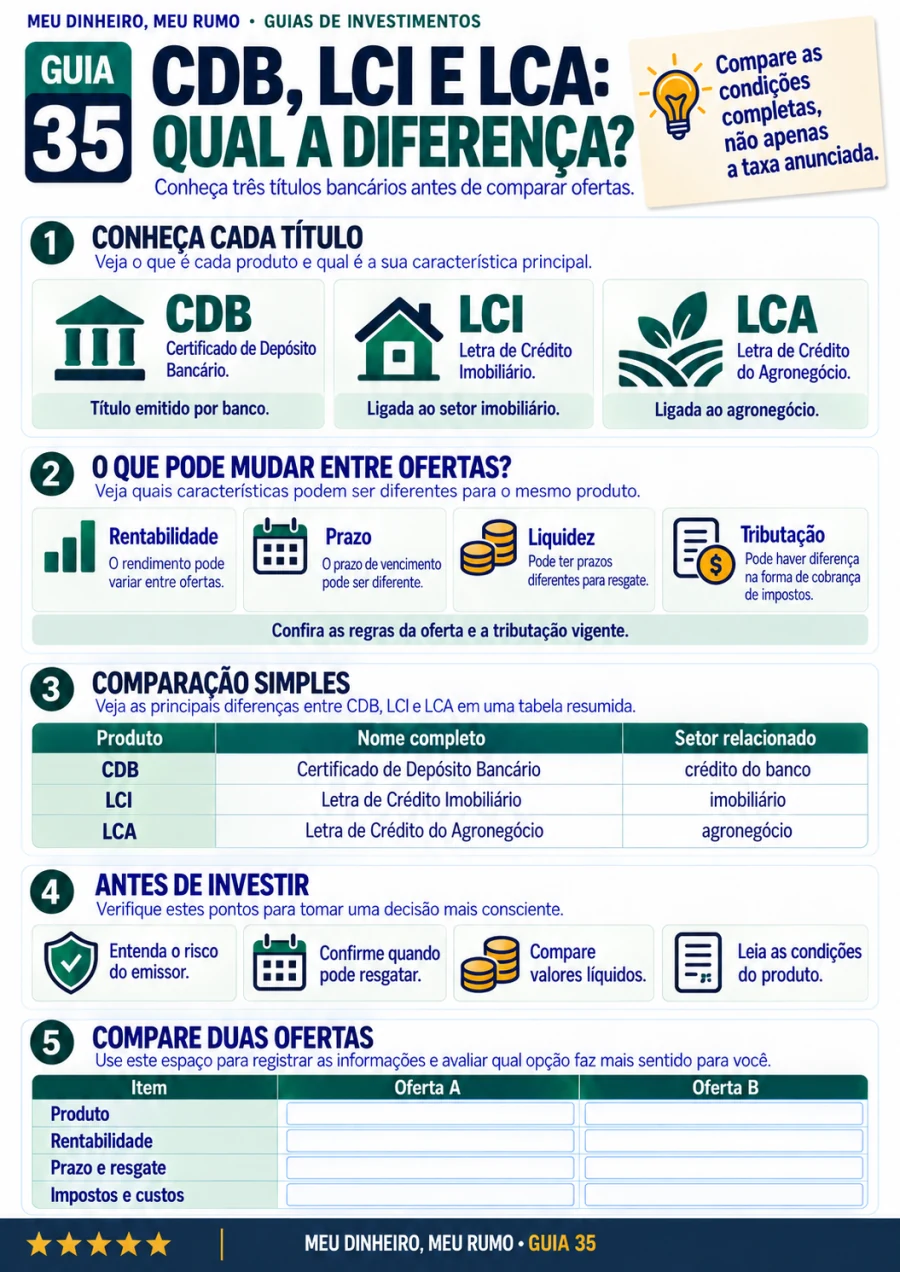 Guia de Investimentos 35: CDB, LCI e LCA: Qual a Diferença?